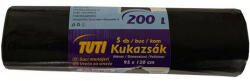 TUTI Szemeteszsák, extra erős, 200 l, 5 db, 95x120 cm, 38 , TUTI "Mega", fekete (PDP_542) - iroszer24
