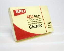 APLI Öntapadó jegyzettömb, 50x75 mm, 100 lap, APLI "Classic", sárga (10971)