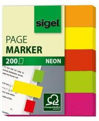 Sigel Jelölőcímke, papír, 5x40 lap, 12x50 mm, SIGEL "Neon Mini", vegyes szín (HN655) - iroszer24