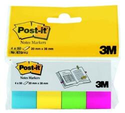 3M Jelölőcímke, papír, 4x50 lap, 20x38 mm, 3M POSTIT, ultra vegyes (7100191580) - iroszer24