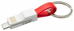 mobilNET mikro kulcstartó 3 az 1-ben, USB-TypeC-Lightning, (ömlesztett), piros