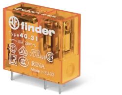 Finder 40.31. 8.024. 5001 miniatűr print/dugaszolható relé 1 váltóérintkező (CO) AgNi+Au, 24V AC (50/60 Hz) vezerlőfeszültség, 10A folytonos áram, 3, 5mm lábkiosztás - bemártó tisztításra alkalmas (RT