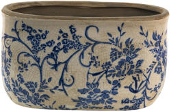 Clayre & Eef Set 2 ghivece flori ceramica alba albastra 22x12x13 cm (6CE1398L)