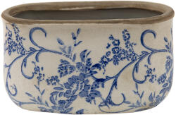 Clayre & Eef Set 2 ghivece flori ceramica alba albastra 17x9x10 cm (6CE1398M)