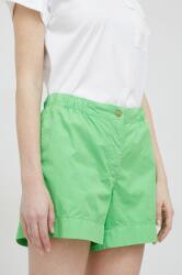 Tommy Hilfiger pamut rövidnadrág zöld, sima, magas derekú - zöld 40