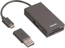 Hama USB HUB, OTG adapter, és kártyaolvasó, fekete (54141)