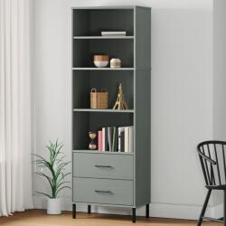 vidaXL Bibliotecă cu 2 sertare OSLO, gri, 60x35x180 cm, lemn masiv (351007) Biblioteca