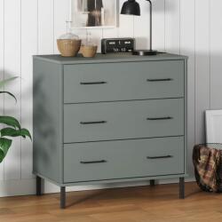 vidaXL Servantă cu 3 sertare, gri, 77x40x79, 5 cm, lemn masiv OSLO (350980) Comoda