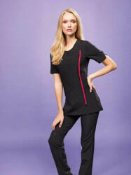 Premier Női Premier PR686 ‘Camellia’ Beauty And Spa Tunic -XXS, Black/Hot Pink