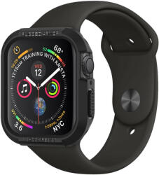 Apple Watch 4-6, SE (44mm), Watch 7 (45mm), Szilikon védőkeret, ütésálló, szíj nélkül, Spigen Rugged Armor, fekete - tok-shop