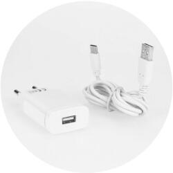  Hálózati töltő adapter, 5V / 2, 4A, USB aljzat, USB Type-C kábellel, gyorstöltés funkció, fehér (42064)