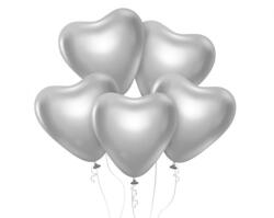 Godan Platinum Silver Heart, Szív léggömb, lufi 6 db-os 12 inch (30 cm) (MLG132670)