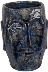 Clayre & Eef Set 2 ghivece flori ceramica albastra Face 17x14x21 cm (6CE1572L)