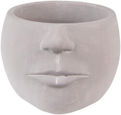Clayre & Eef Set 2 ghivece flori ceramica gri Face 17x15x10 cm (6TE0452)