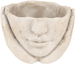 Clayre & Eef Set 2 ghivece flori ceramica bej Face 17x17x11 cm (6TE0413S)