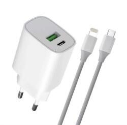 Blautel 4-OK hálózati töltő USB aljzat / Type-C aljzat (20W, PD gyorstöltés támogatás + lightning 8pin kábel) FEHÉR Apple iPhone 7 4.7, Apple iPhone 7 Plus 5.5, Apple IPAD mini 4, Apple IPAD Pro 12 (CVPDCI)