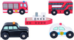 Bigjigs Toys Set 5 vehicule din lemn (BJT064)