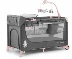 KinderKraft Joy prémium Utazóágy kiegészítőkkel - rózsaszín-szürke (5902533911264)