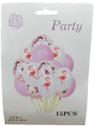 ASA Balloon Flamingós party lufi szett 25 cm, 15 db/csomag