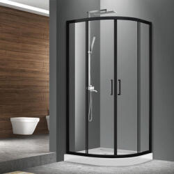 Fluminia Cabina de dus Fluminia, Meda Black, 90 x 90 cm, semirotunda, negru (S02QR01BL 90X200)