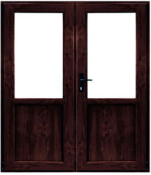 WindowMAG Usa din PVC cu geam termopan 2/3, 6 camere, Mahon, 180×210, Prag Aluminiu, Dreapta