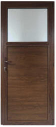 WindowMAG Usa din PVC cu geam termopan 1/3 tip 1, 6 camere, prag aluminiu, dreapta , nuc , 98 x 190 cm
