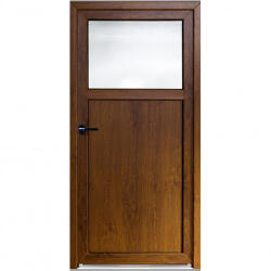 WindowMAG Usa din PVC cu geam termopan 1/3, 6 camere, Stejar auriu, 87×197, Prag PVC, Dreapta