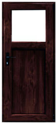 WindowMAG Usa din PVC cu geam termopan 1/3 tip 1, 4 camere, prag pvc, dreapta , mahon , 98 x 190 cm
