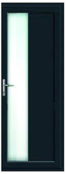 WindowMAG Usa din PVC cu geam termopan, montant vertical 1/3 tip 4, 4 camere, prag aluminiu, dreapta , gri antracit , 88 x 190 cm