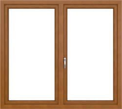 WindowMAG Fereastra PVC termopan, 6 camere, stejar auriu, 120 x 100 cm, fix + dubla deschidere, dreapta
