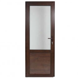 WindowMAG Usa din PVC cu geam termopan 2/3 tip 2, 4 camere, prag aluminiu, stanga , nuc , 98 x 200 cm