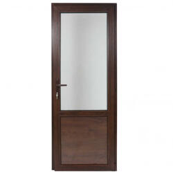 WindowMAG Usa din PVC cu geam termopan 2/3 tip 2, 6 camere, prag aluminiu, dreapta , nuc , 68 x 200 cm