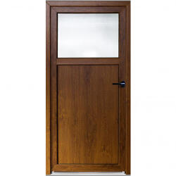 WindowMAG Usa din PVC cu geam termopan 1/3, 4 camere, Stejar auriu, 98×198, Prag Aluminiu, Stanga