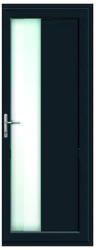 WindowMAG Usa din PVC cu geam termopan, montant vertical 1/3 tip 4, 6 camere, prag aluminiu, dreapta , gri antracit , 98 x 200 cm