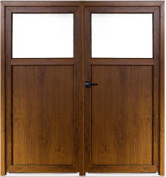 WindowMAG Usa din PVC cu geam termopan 1/3, 4 camere, Stejar auriu, 160×210, Prag PVC, Dreapta