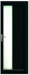 WindowMAG Usa din PVC cu geam termopan, montant vertical 1/3 tip 4, 4 camere, prag aluminiu, dreapta , black brown , 88 x 190 cm