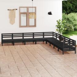 vidaXL Set mobilier de grădină, 9 piese, negru, lemn masiv de pin (3083118)