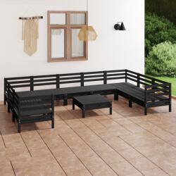 vidaXL Set mobilier de grădină, 10 piese, negru, lemn masiv de pin (3083543) - vidaxl