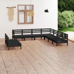 vidaXL Set mobilier de grădină, 9 piese, negru, lemn masiv de pin (3083128)