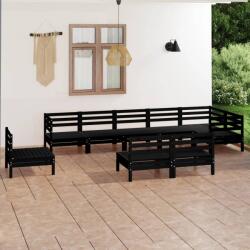 vidaXL Set mobilier de grădină, 9 piese, negru, lemn masiv de pin (3082908)