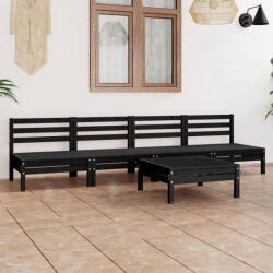 vidaXL Set mobilier de grădină, 5 piese, negru, lemn masiv de pin (3082491) - vidaxl