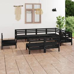 vidaXL Set mobilier de grădină, 9 piese, negru, lemn masiv de pin (3083058)