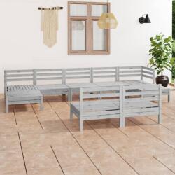 vidaXL Set mobilier de grădină, 9 piese, alb, lemn masiv de pin (3083355) - vidaxl