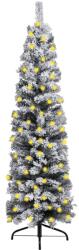 vidaXL Pom Crăciun artificial subțire cu LED&zăpadă verde 150 cm PVC (3077755)