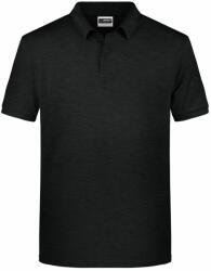 James & Nicholson (Daiber) Férfi galléros biopamut póló 8010 - Fekete melírozott | 2XL (1-8010-1755444)