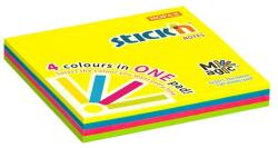 STICK N Öntapadó jegyzettömb, 76x76 mm, 100 lap, STICK N "Magic Pad" neon színek (SN21571) - officesprint