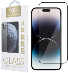 Apple 14 Pro Max üvegfólia, tempered glass, előlapi, 10D, edzett, hajlított, fekete kerettel