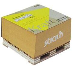 STICK N Öntapadó jegyzettömb, 76x76 mm, 400 lap, mini raklap, STICK N "Kraft Cube", barna (SN21816) - officesprint