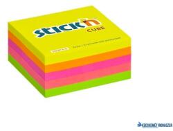 STICK N Öntapadó jegyzettömb, 51x51 mm, 250 lap, STICK N, neon színek (SN21203) - kecskemetirodaszer