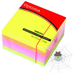 OPTIMA 75x75 mm öntapadós jegyzettömb - neon színek - 450 lap/tömb